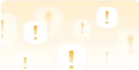 Exclamation marks rising through a soft amber field