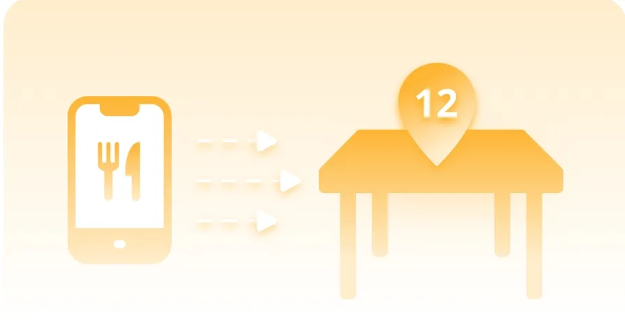 An order routed from a phone to table number twelve