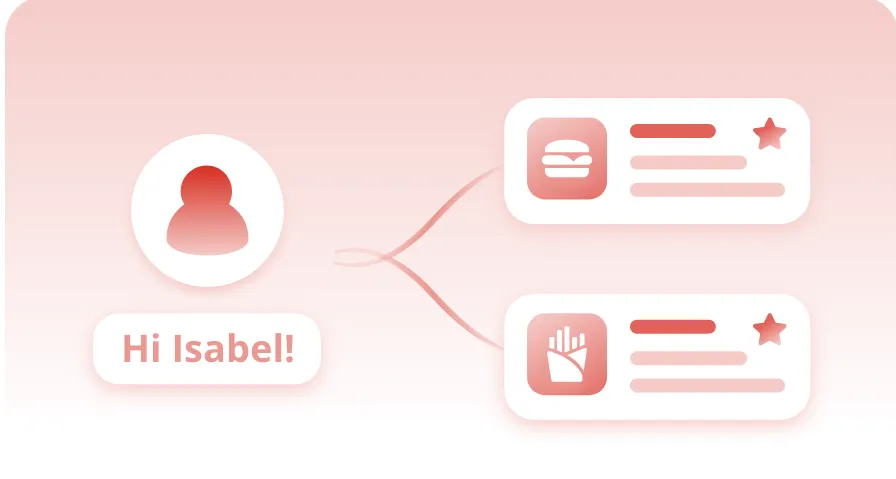 A named customer profile with saved favourites and order history