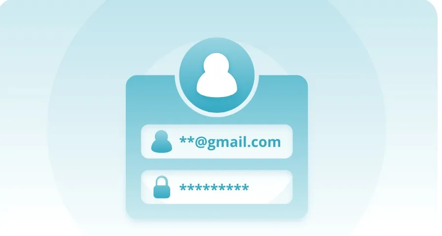 A mobile sign-in card with saved email and password
