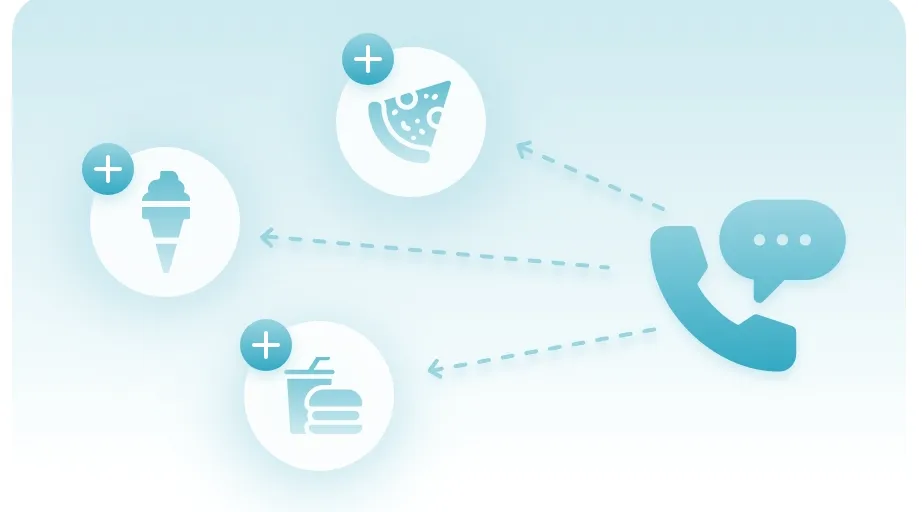 A phone call linked to menu items from nearby associated brands