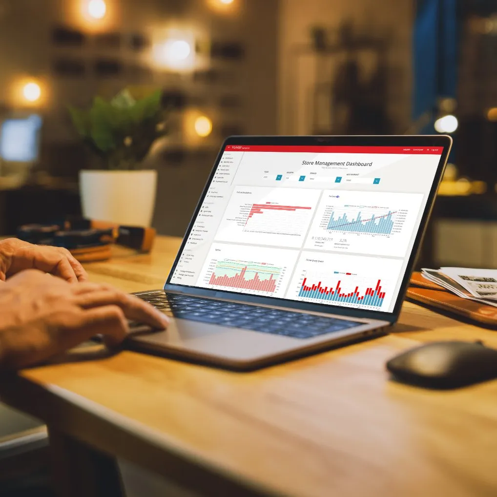 Store management dashboard open on a laptop